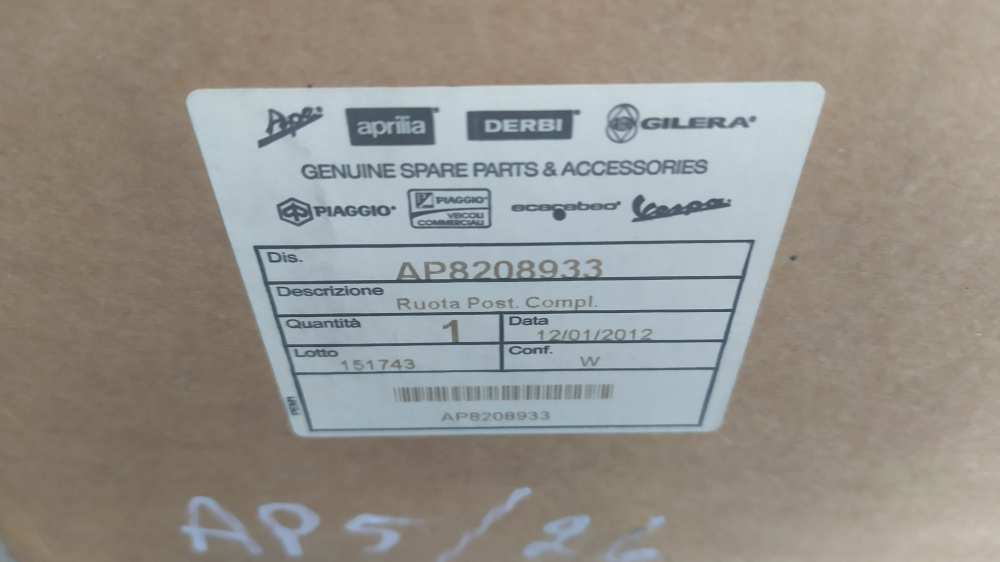 ruota post.compl. aprilia scarabeo 50 4t 4v e2 2010