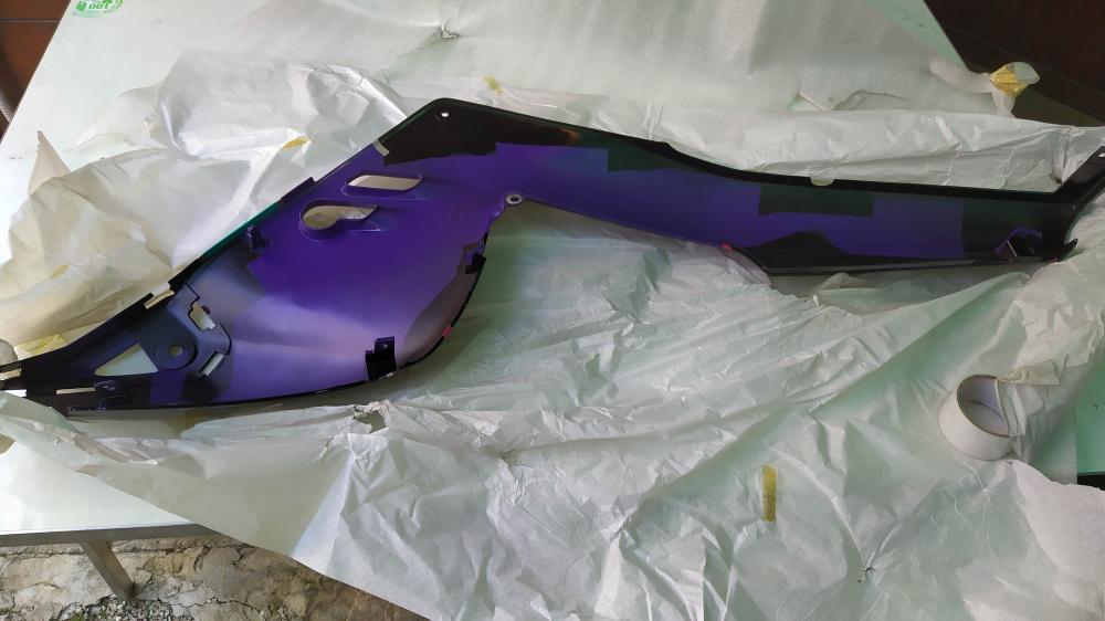 carena posteriore sx nero/acqua/viola honda nsr 125 r - attacco distaccato -